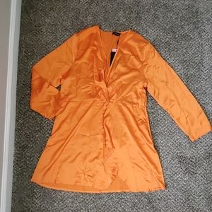 Pretty Little Thing Satin Long Sleeve Wrap Dress